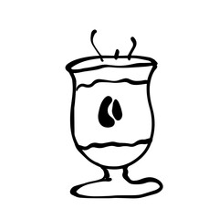 Primitive children's doodles of a cup, a hot coffee mug. Vector graphics.