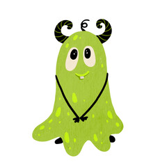 A funny, cute monster. Cartoon children's characters. Vector graphics.