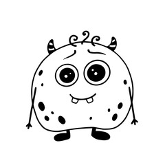 Doodles, sketches of a funny, cute monster. Cartoon children's characters. Vector graphics.