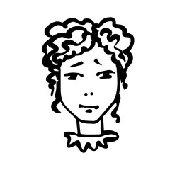 Primitive children's doodles of a human portrait. Vector graphics.