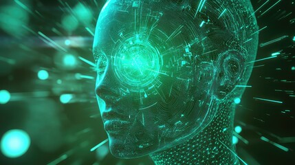 Artificial intelligence robot mind processing digital data