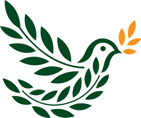 Dove Leaf Peace Logo Design Nature Freedom Vector Template
