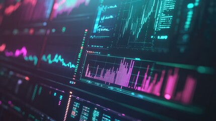 Fototapeta premium Trading data showing financial graphs on screen