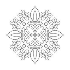 Decorative mandala with detailed petals coloring book page