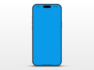 Realistic smartphone mockup. Mobile phone vector with isolated on white background. Device front view. 3D mobile phone with shadow. Realistic, high quality smart phone mockup for ui ux presentation.