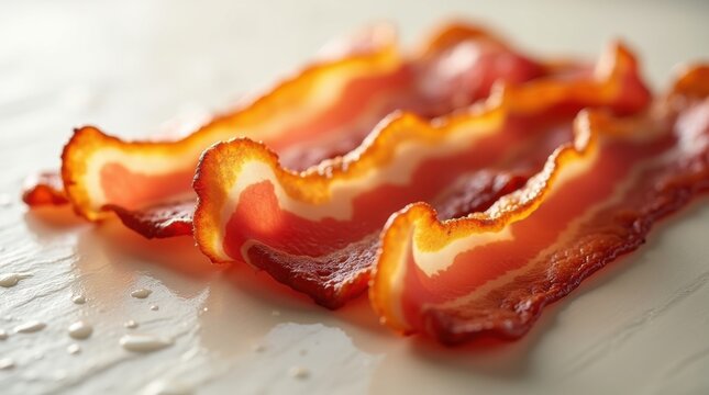 Tiras de tocino cocido ordenadas