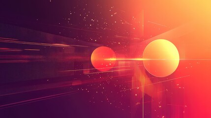 Futuristic abstract background with glowing spheres and particles