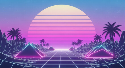 Neon Vaporwave Pink Purple Gradient Background