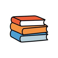 cartoon books stack icon on white background