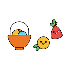 cartoon fruit basketcartoon candy seton white background