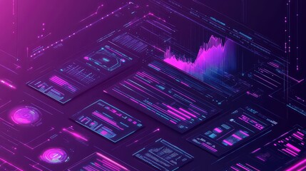 Digital business financial charts analyzing data interface