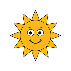 cartoon sun character icon on white background