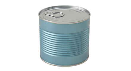 Minimalist Blue Metal Ribbed Food Can Mockup Isolated Product Shot