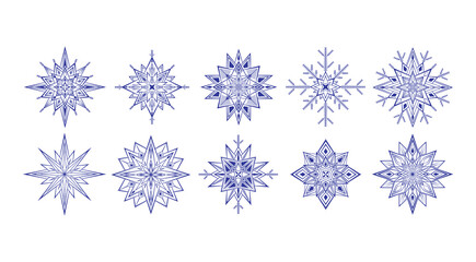 Christmas blue snowflakes. Blue snowflakes with sharp rays. Christmas picture.