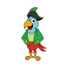 pirate parrot character on white background