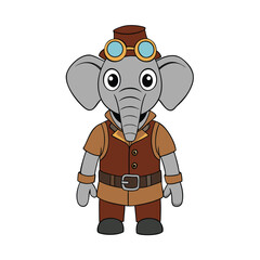 steampunk elephant character on white