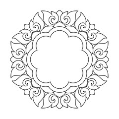 Beautiful floral swirl mandala coloring book page