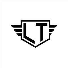 LT Logo vector image of initial shield with wing outline and simple shield