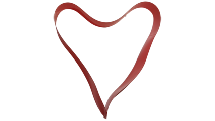 Red ribbon heart shape, a symbol of love, romance, and passion, for valentine's day celebrations.
