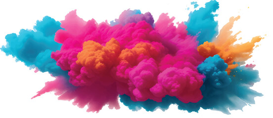 Abstract watercolor hand-painted illustration with colorful sky, paint splatters, ink texture, and artistic blue design on vintage paper pattern