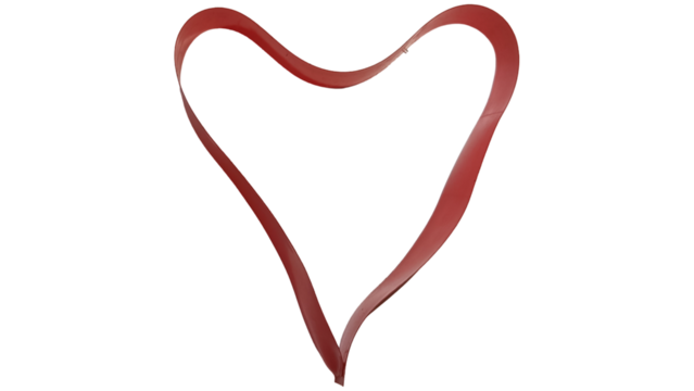 Red ribbon heart shape, a symbol of love, romance, and passion, for valentine's day celebrations.