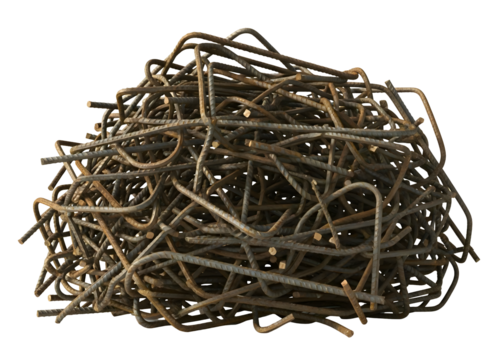 Pile of rusty rebar metal rods isolated on transparent background - Powered by Adobe