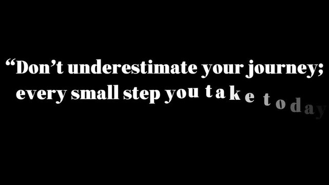 Inspirational quote on black background: do not underestimate your journey to future greatness