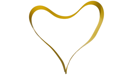 Golden shimmering ribbon forming a classic heart shape, symbolizing love, passion, romance, and celebration