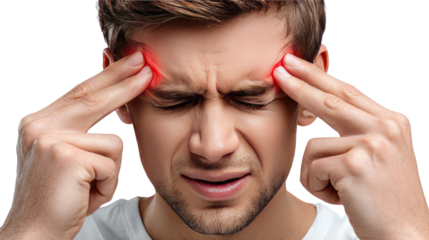 Agony and Ache: An intimate portrait of distress, highlighting the searing pain of a headache, with focused points of anguish.