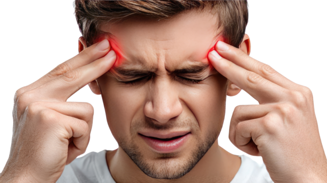 Agony and Ache: An intimate portrait of distress, highlighting the searing pain of a headache, with focused points of anguish.