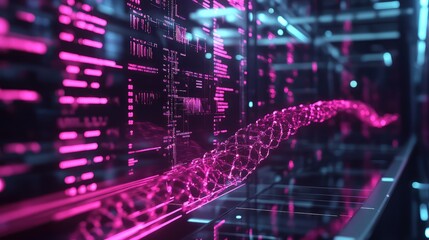 Digital data stream flowing through network lines