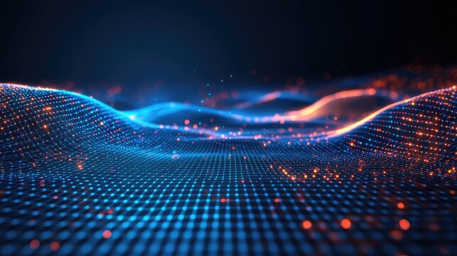 Digital wave creating a futuristic big data network