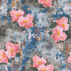 textile design with rose flower pattern image
