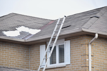 Damaged roof in early winter