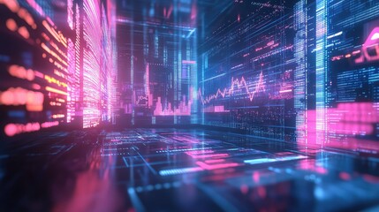 Digital data analyzing financial trading technology concept