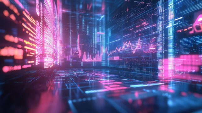 Digital data analyzing financial trading technology concept