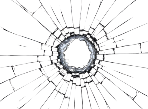 Cracked glass texture isolated on transparent background