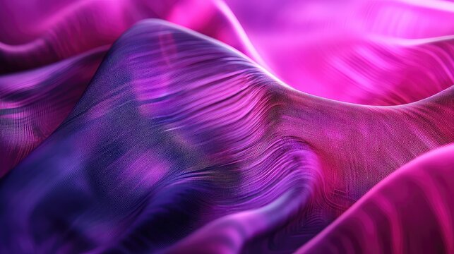 Flowing purple and pink silk fabric background creating waves