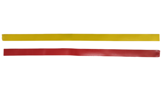 Bright yellow and red parallel rectangular shapes, minimalist abstract graphic design element isolated.