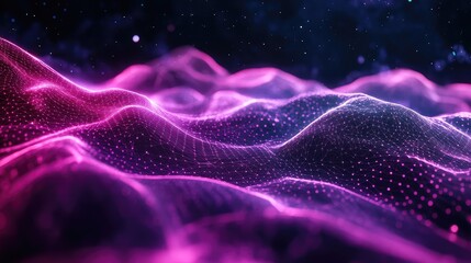 Abstract digital waves creating a futuristic network background