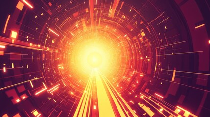 Obraz premium Futuristic technology tunnel connecting digital information networks