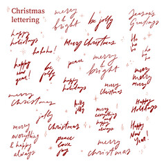 Hand written elegant delicate Christmas lettering calligraphy quotes