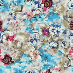 textile design with rose flower pattern image