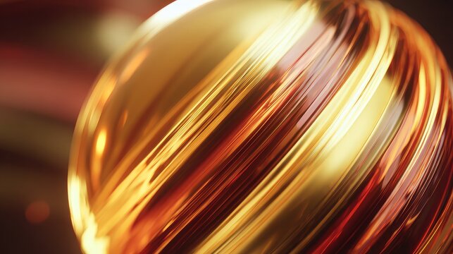 Gold and red swirling metallic sphere abstract background