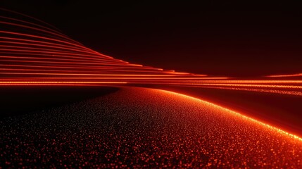 Streaming red light beams forming a futuristic data path