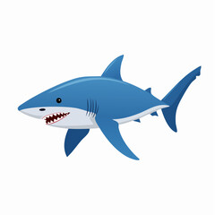 Fototapeta premium Blue shark with open mouth with transparent background