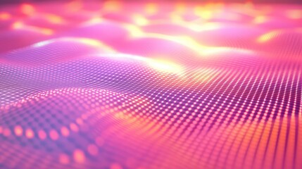 Digital network glowing grid forming abstract waves
