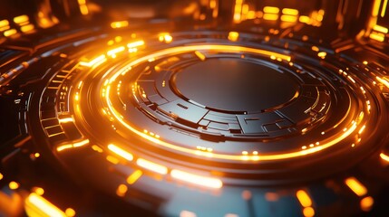 Futuristic circuit board displaying digital data analysis