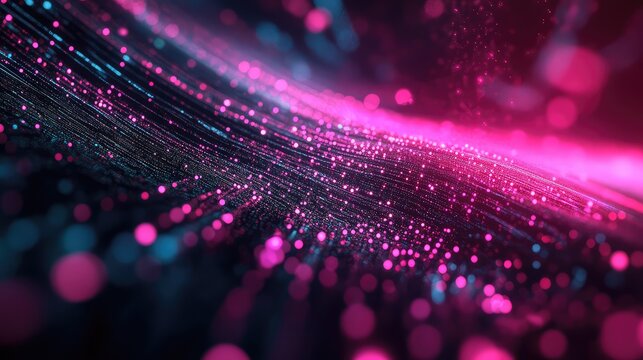 Digital data stream flowing in networking technology background