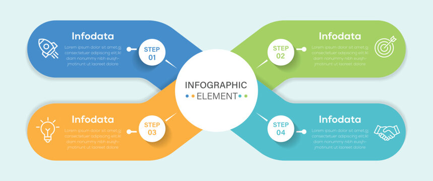 Business diagram template infographic vector element with 4 step or process. Can be used for workflow layout, diagram, annual report, web design.